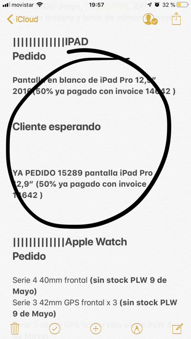 iCloud Notes as order system