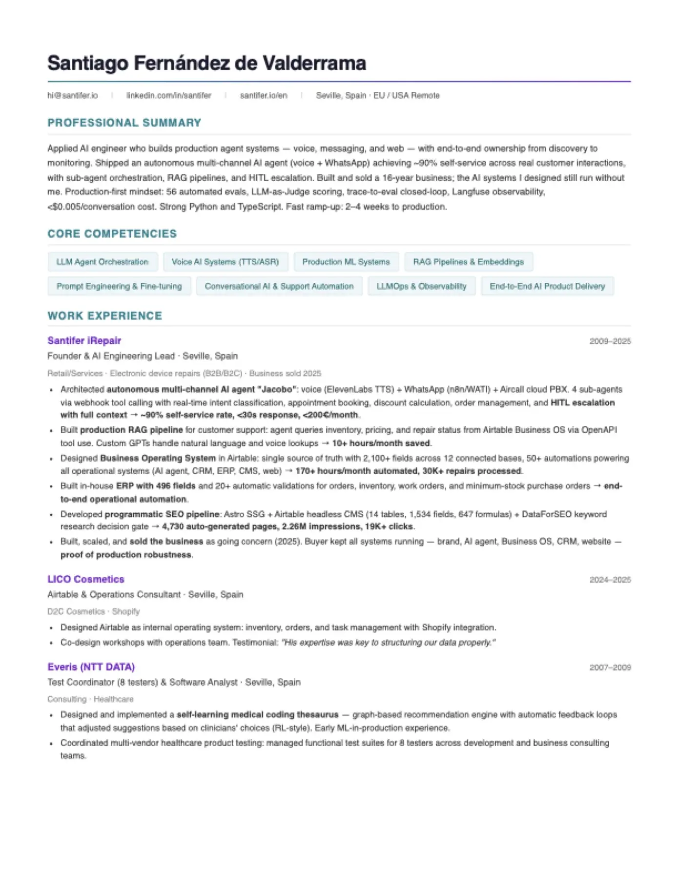 CV personalizado para Wave: summary reescrito, competencias adaptadas a Voice AI + Multi-Agent, bullets reordenados por relevancia